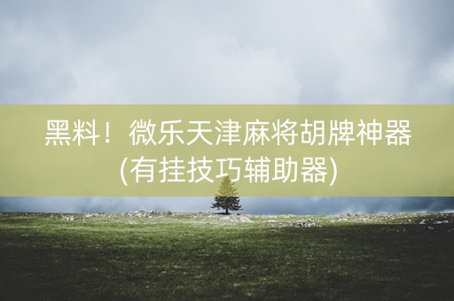 黑料！微乐天津麻将胡牌神器(有挂技巧辅助器)