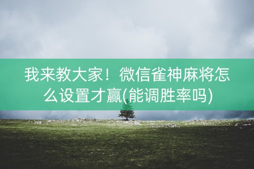我来教大家！微信雀神麻将怎么设置才赢(能调胜率吗)