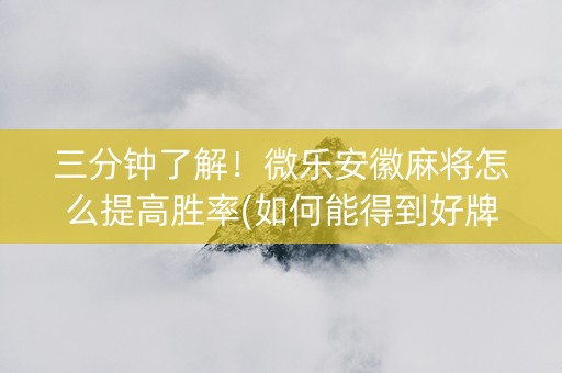 三分钟了解！微乐安徽麻将怎么提高胜率(如何能得到好牌)