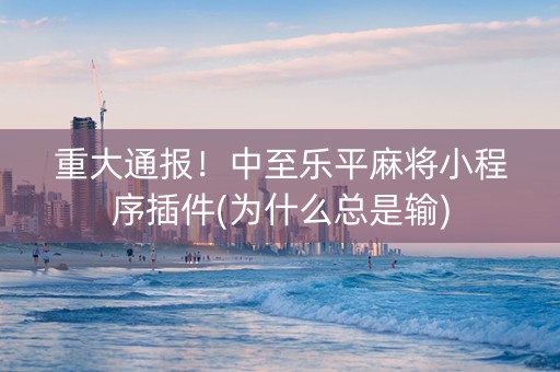 重大通报！中至乐平麻将小程序插件(为什么总是输)