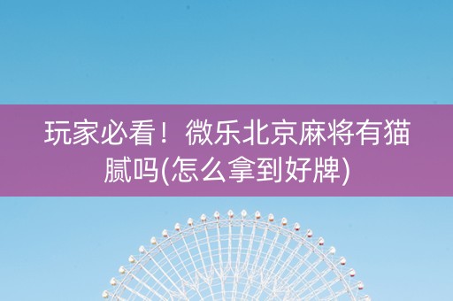 玩家必看！微乐北京麻将有猫腻吗(怎么拿到好牌)