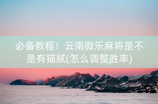 必备教程！云南微乐麻将是不是有猫腻(怎么调整胜率)