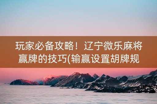 玩家必备攻略！辽宁微乐麻将赢牌的技巧(输赢设置胡牌规律)
