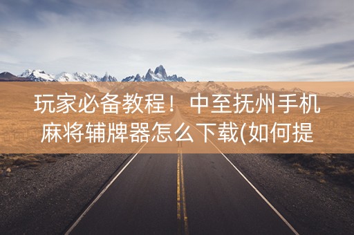 玩家必备教程！中至抚州手机麻将辅牌器怎么下载(如何提高好牌几率)