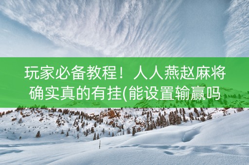 玩家必备教程！人人燕赵麻将确实真的有挂(能设置输赢吗)
