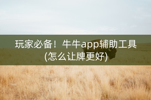 玩家必备！牛牛app辅助工具(怎么让牌更好)