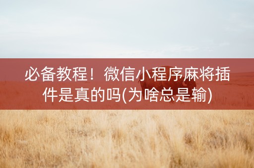 必备教程！微信小程序麻将插件是真的吗(为啥总是输)
