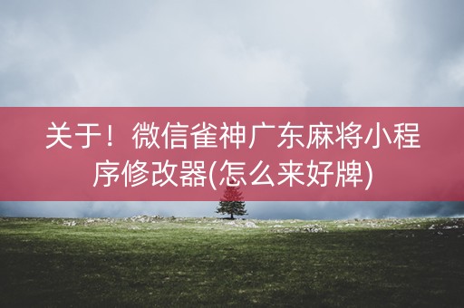 关于！微信雀神广东麻将小程序修改器(怎么来好牌)