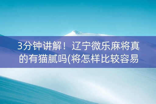 3分钟讲解！辽宁微乐麻将真的有猫腻吗(将怎样比较容易赢)