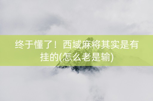 终于懂了！西域麻将其实是有挂的(怎么老是输)