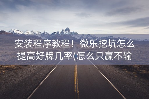 安装程序教程！微乐挖坑怎么提高好牌几率(怎么只赢不输)