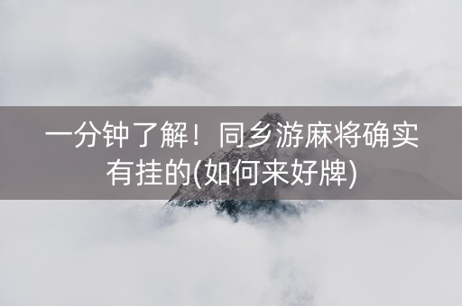 一分钟了解！同乡游麻将确实有挂的(如何来好牌)