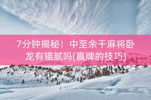 7分钟揭秘！中至余干麻将卧龙有猫腻吗(赢牌的技巧)