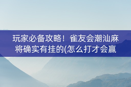玩家必备攻略！雀友会潮汕麻将确实有挂的(怎么打才会赢)