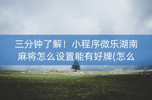 三分钟了解！小程序微乐湖南麻将怎么设置能有好牌(怎么提高好牌几率)