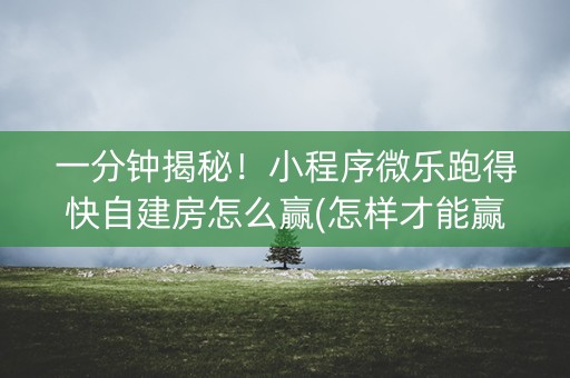 一分钟揭秘！小程序微乐跑得快自建房怎么赢(怎样才能赢)