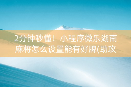 2分钟秒懂！小程序微乐湖南麻将怎么设置能有好牌(助攻神器怎么才会赢)