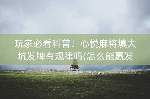 玩家必看科普！心悦麻将填大坑发牌有规律吗(怎么能赢发牌规律)
