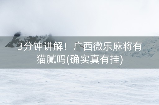 3分钟讲解！广西微乐麻将有猫腻吗(确实真有挂)