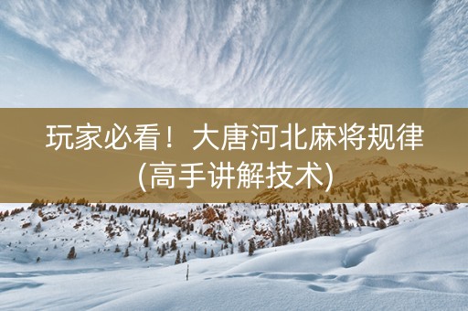 玩家必看！大唐河北麻将规律(高手讲解技术)