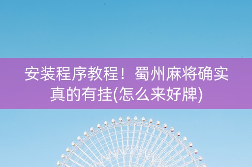 安装程序教程！蜀州麻将确实真的有挂(怎么来好牌)