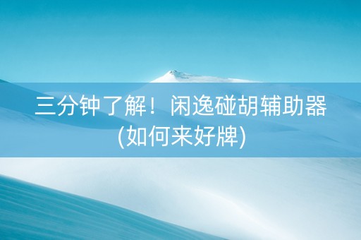 三分钟了解！闲逸碰胡辅助器(如何来好牌)