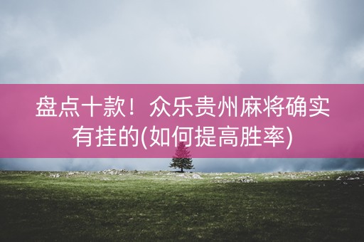 盘点十款！众乐贵州麻将确实有挂的(如何提高胜率)