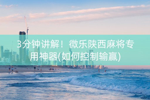 3分钟讲解！微乐陕西麻将专用神器(如何控制输赢)