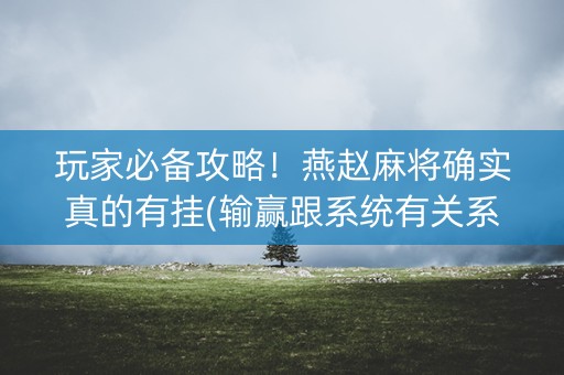玩家必备攻略！燕赵麻将确实真的有挂(输赢跟系统有关系吗)
