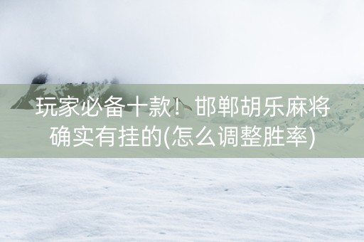 玩家必备十款！邯郸胡乐麻将确实有挂的(怎么调整胜率)