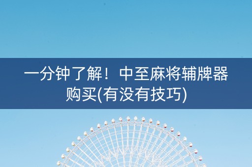 一分钟了解！中至麻将辅牌器购买(有没有技巧)