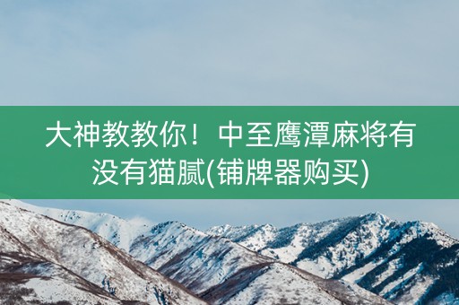 大神教教你！中至鹰潭麻将有没有猫腻(铺牌器购买)