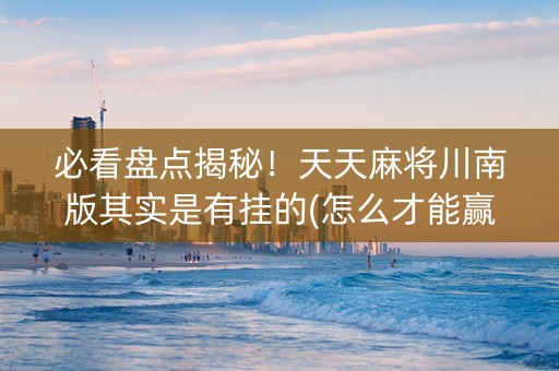 必看盘点揭秘！天天麻将川南版其实是有挂的(怎么才能赢得多)