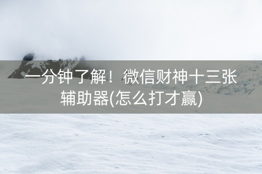 一分钟了解！微信财神十三张辅助器(怎么打才赢)