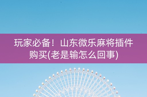 玩家必备！山东微乐麻将插件购买(老是输怎么回事)