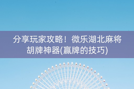 分享玩家攻略！微乐湖北麻将胡牌神器(赢牌的技巧)