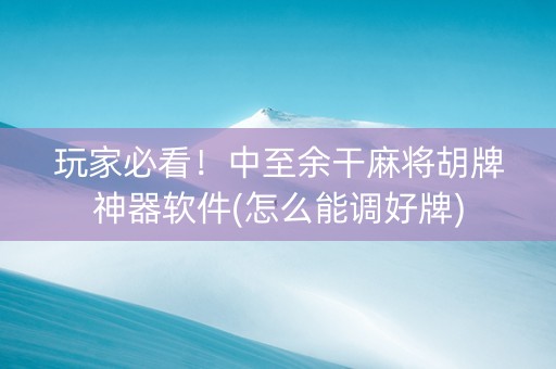 玩家必看！中至余干麻将胡牌神器软件(怎么能调好牌)