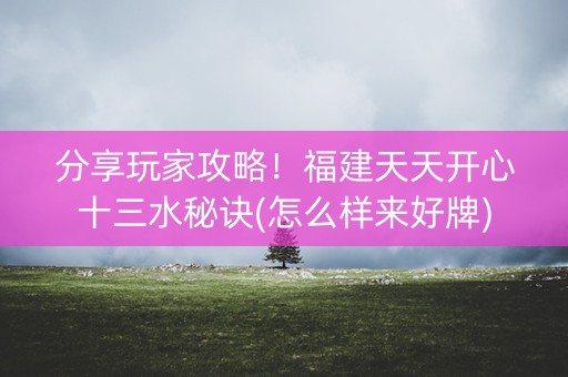 分享玩家攻略！福建天天开心十三水秘诀(怎么样来好牌)