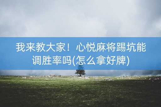 我来教大家！心悦麻将踢坑能调胜率吗(怎么拿好牌)