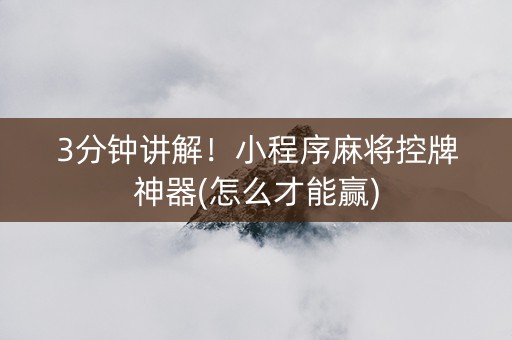 3分钟讲解！小程序麻将控牌神器(怎么才能赢)
