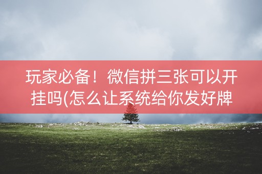 玩家必备！微信拼三张可以开挂吗(怎么让系统给你发好牌)