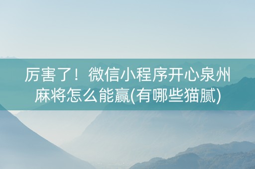 厉害了！微信小程序开心泉州麻将怎么能赢(有哪些猫腻)
