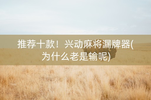 推荐十款！兴动麻将漏牌器(为什么老是输呢)