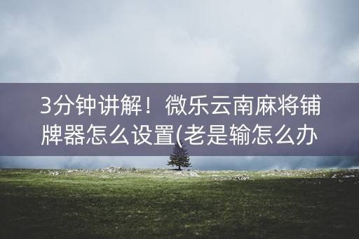 3分钟讲解！微乐云南麻将铺牌器怎么设置(老是输怎么办)