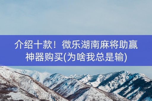 介绍十款！微乐湖南麻将助赢神器购买(为啥我总是输)