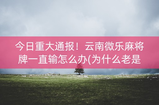 今日重大通报！云南微乐麻将牌一直输怎么办(为什么老是输呢)