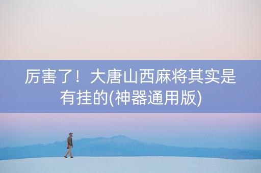 厉害了！大唐山西麻将其实是有挂的(神器通用版)