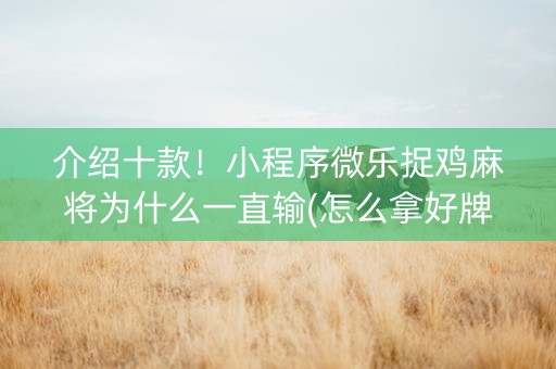 介绍十款！小程序微乐捉鸡麻将为什么一直输(怎么拿好牌)
