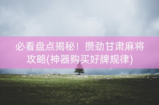 必看盘点揭秘！攒劲甘肃麻将攻略(神器购买好牌规律)