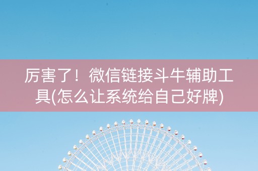 厉害了！微信链接斗牛辅助工具(怎么让系统给自己好牌)